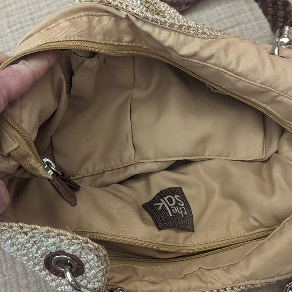 The Sak Indio Crochet Shoulder Handbag in Neutral/Beige and Sand - Picture 3 of 5